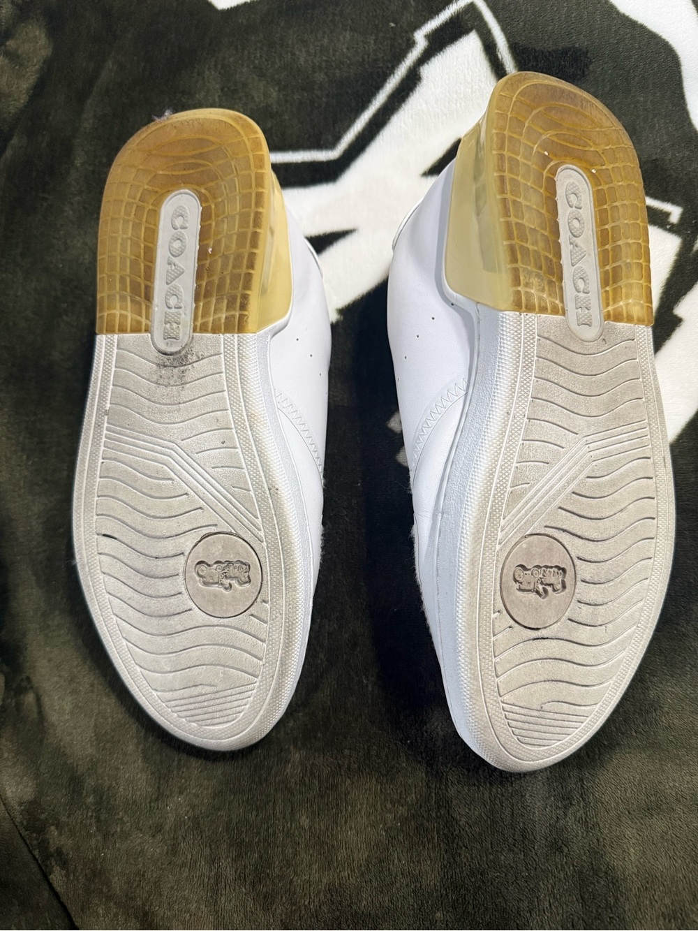 Coach Men’s White Leather Sneakers with Amber Heel Caps